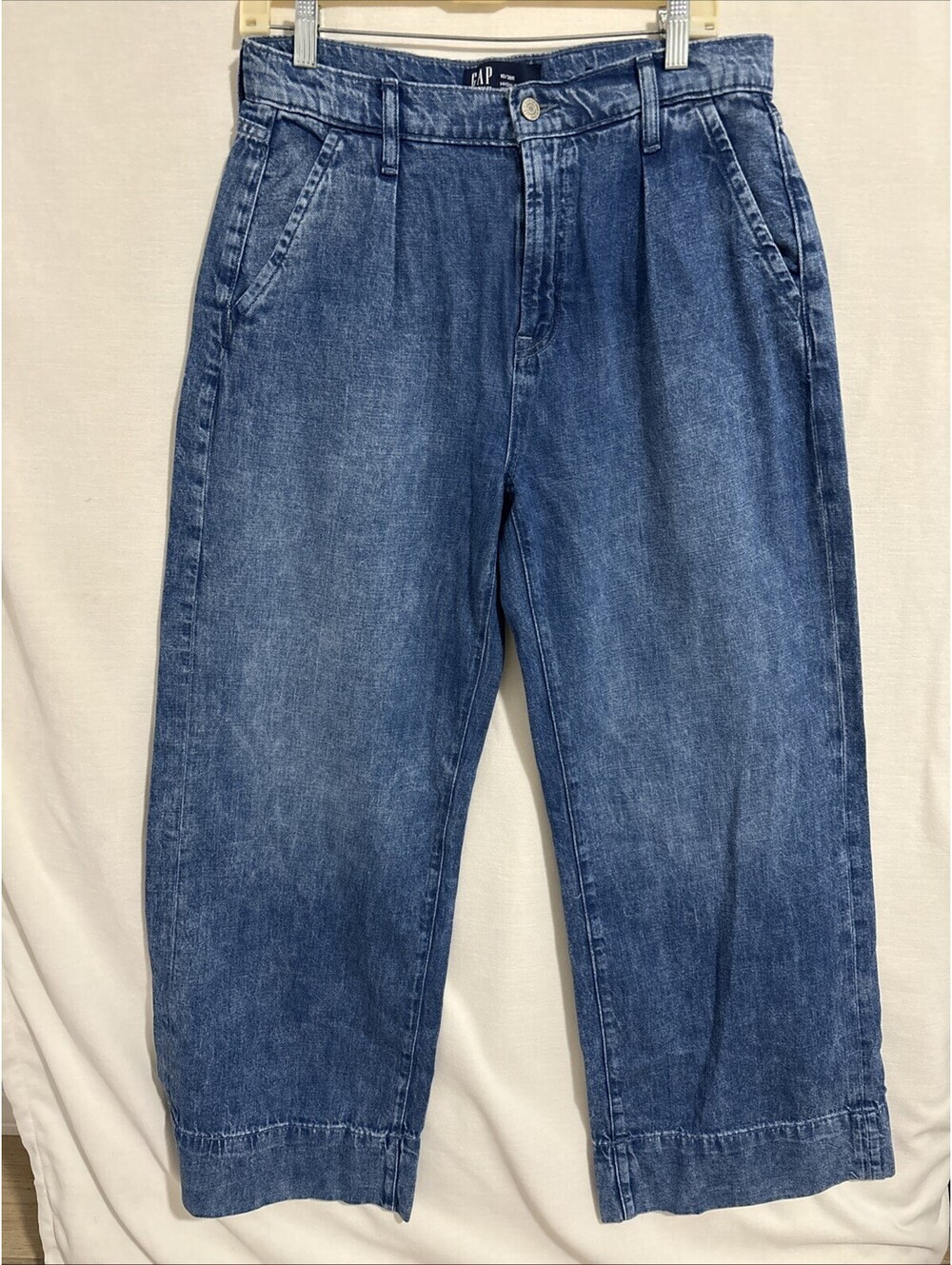Gap High Rise Wide Leg Jeans Womens 10/33 Medium Wash Loose Skater Baggy